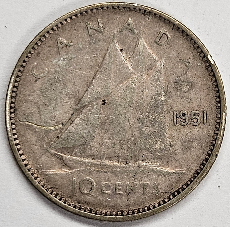 1951 Canadian 10 Cents . . . . Fine