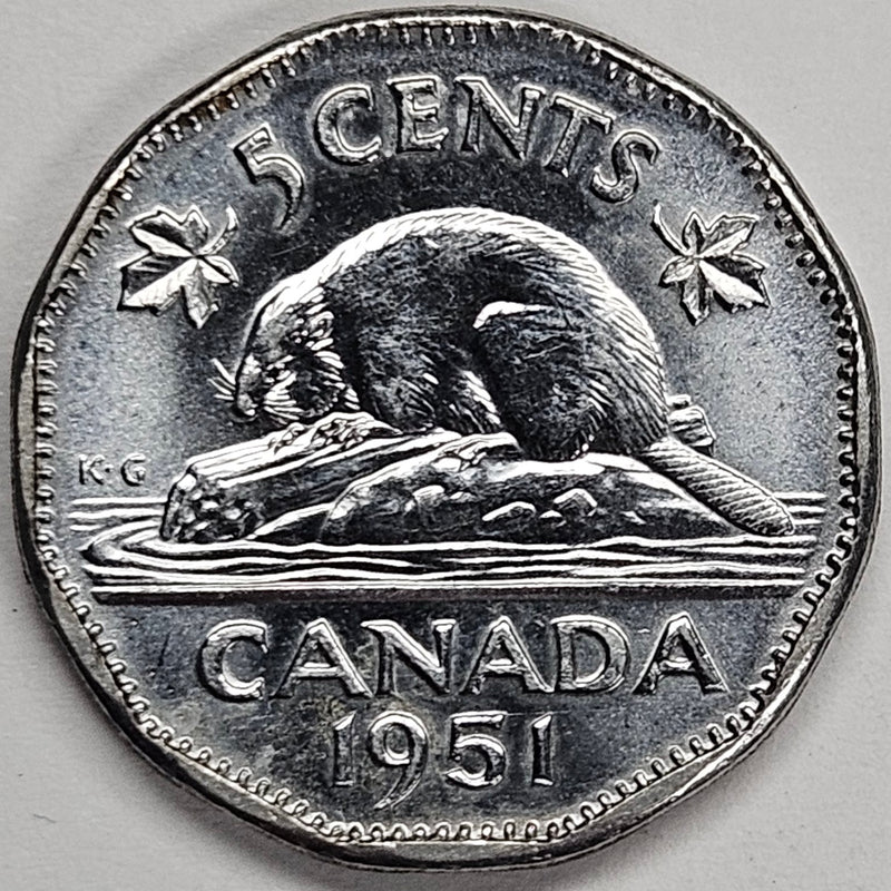 1951 Canadian Low 5 Cents . . . . Choice Brilliant Uncirculated