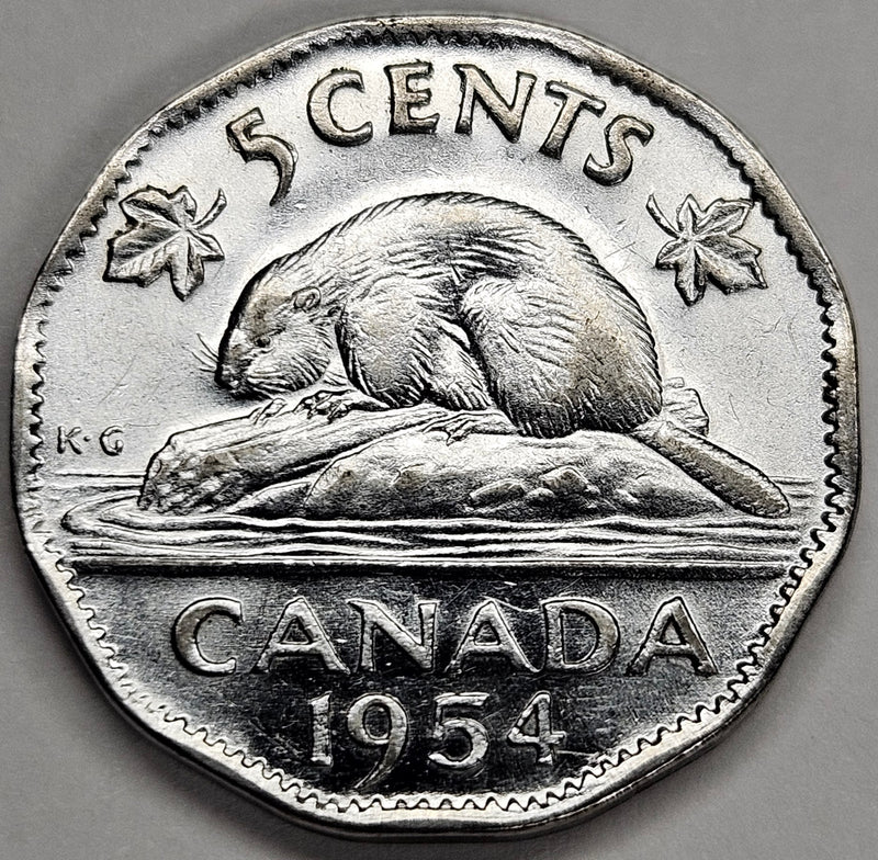 1954 Canadian 5 Cents . . . . Choice About Uncirculated