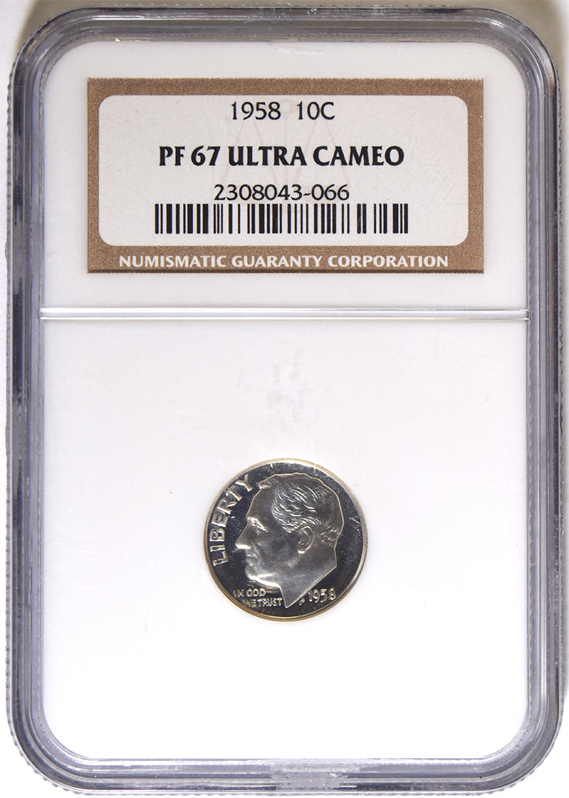 1958 Roosevelt Dime NGC PF-67 Ultra Cameo