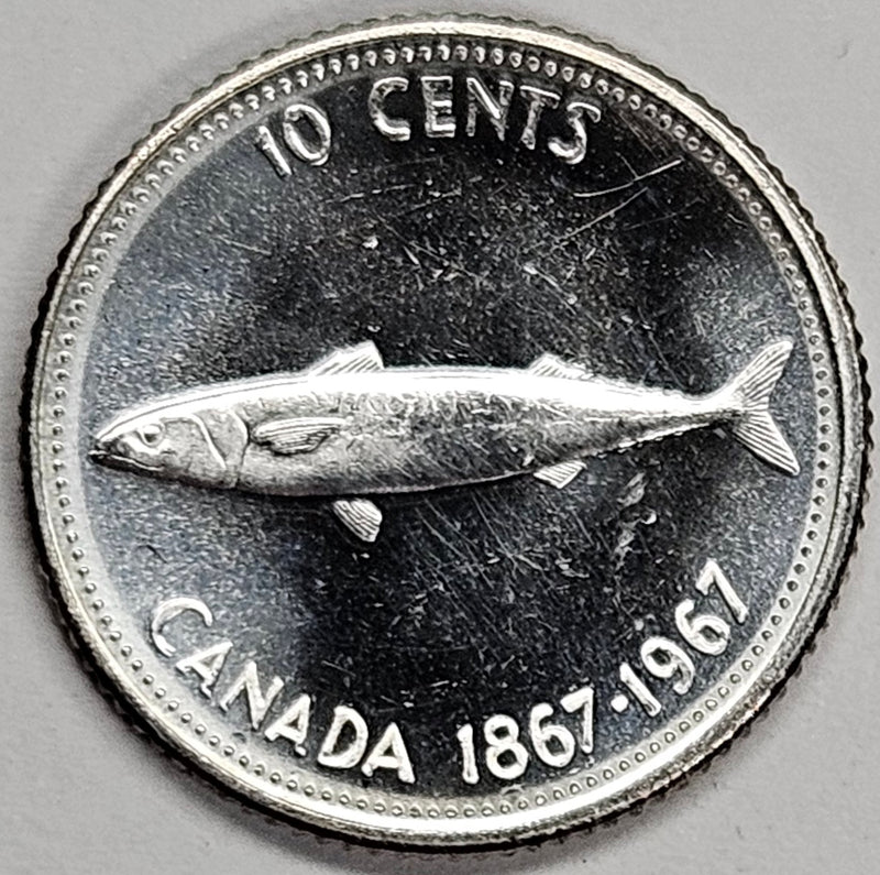 1967 Canadian 10 Cents . . . . Choice BU Prooflike