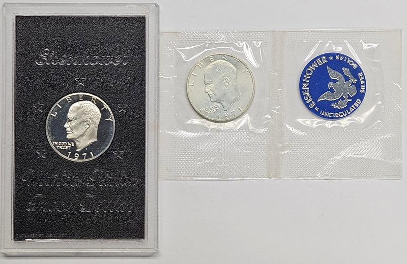 1971-S Silver Eisenhower Dollar Pair . . . . Gem BU and Gem Proof