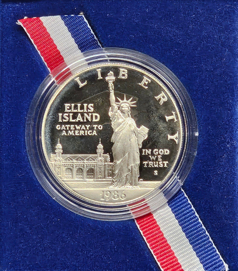 1986-S Statue of Liberty Centennial Silver Dollar . . . . Gem Brilliant Proof in original U.S. Mint Box