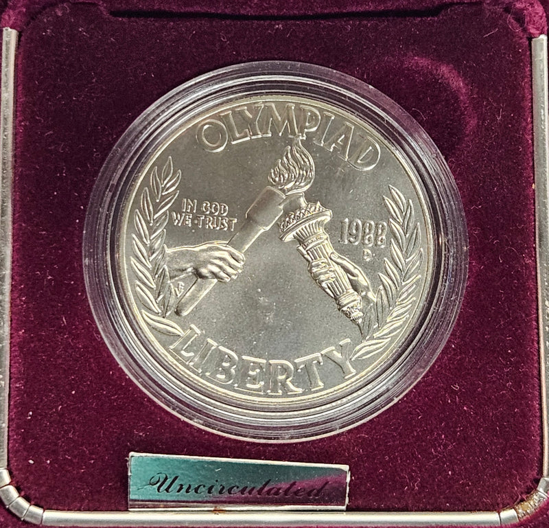 1988-D Seoul Olympiad Silver Dollar . . . . Gem BU in original U.S. Mint Box