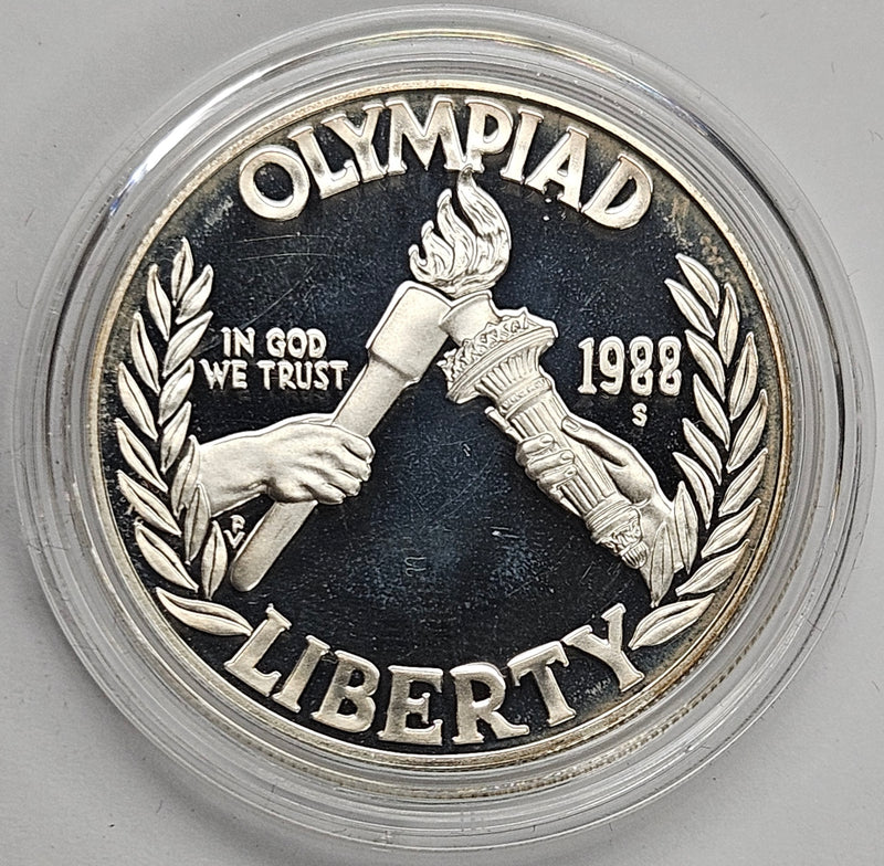 1988-S Seoul Olympiad Silver Dollar . . . . Gem Brilliant Proof in original U.S. Mint Capsule