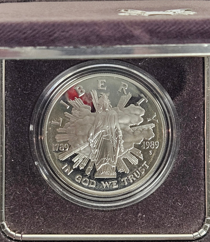 1989-S Congress Bicentennial Silver Dollar . . . . Gem Brilliant Proof in original U.S. Mint Box