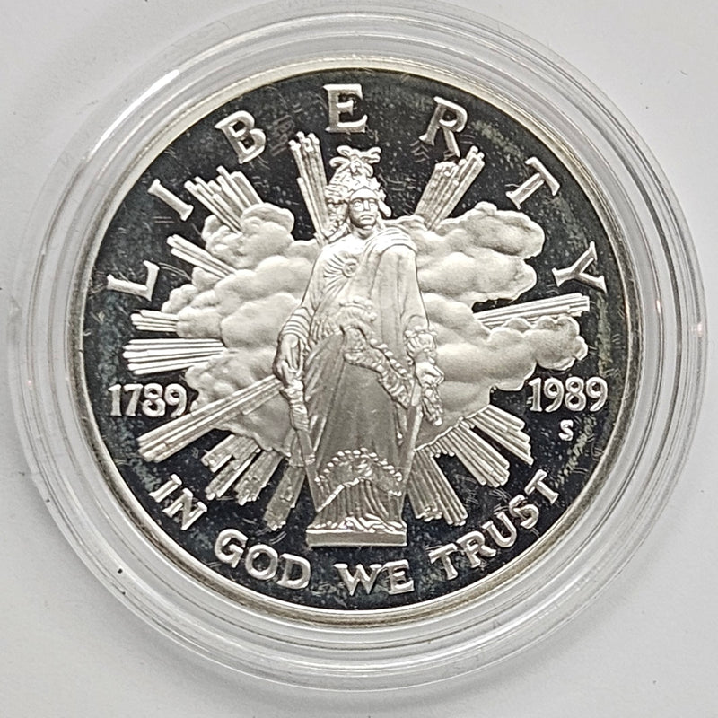 1989-S Congress Bicentennial Silver Dollar . . . . Gem Brilliant Proof in original U.S. Mint Capsule