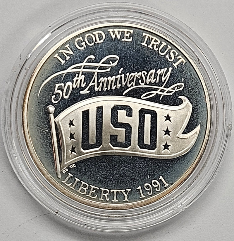 1991-S U.S.O. Silver Dollar . . . . Gem Brilliant Proof in original U.S. Mint Capsule