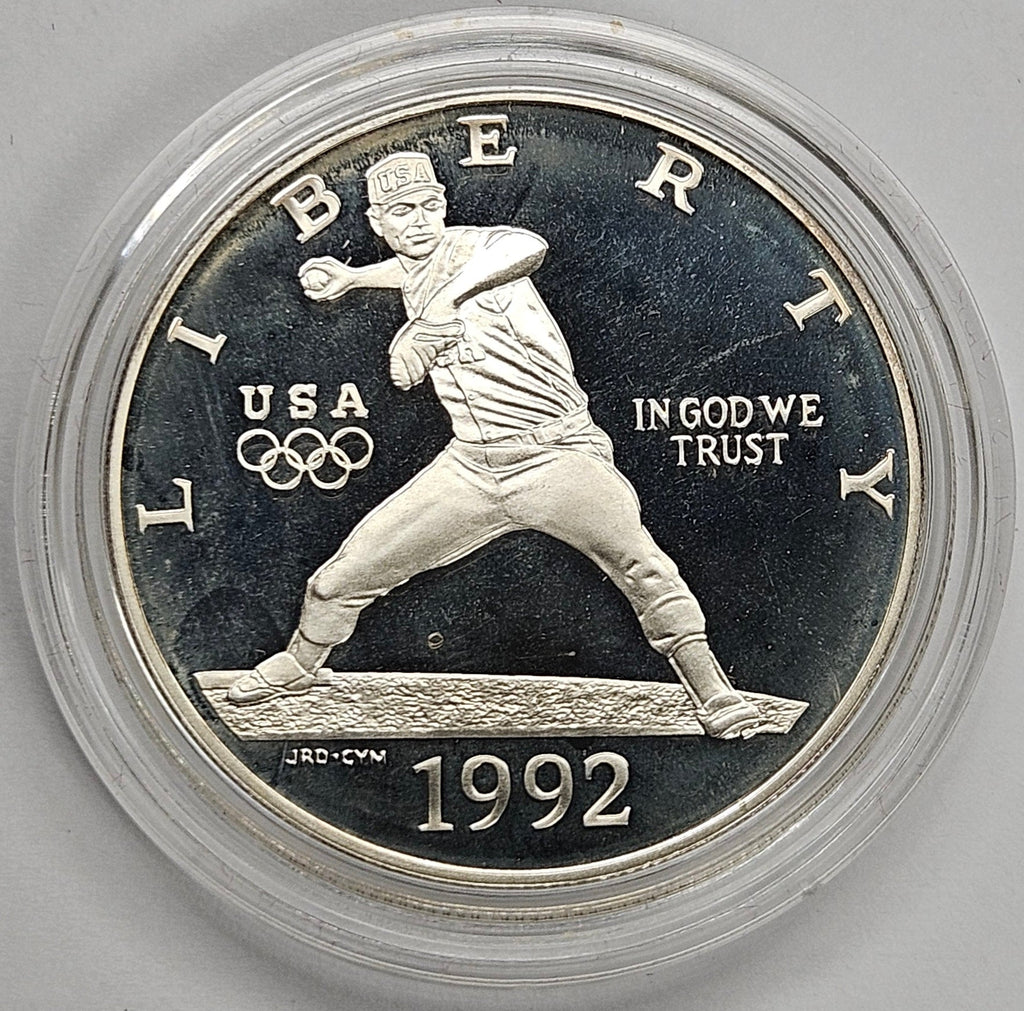1992-S Olympic Baseball Silver Dollar Gem Brilliant Proof in