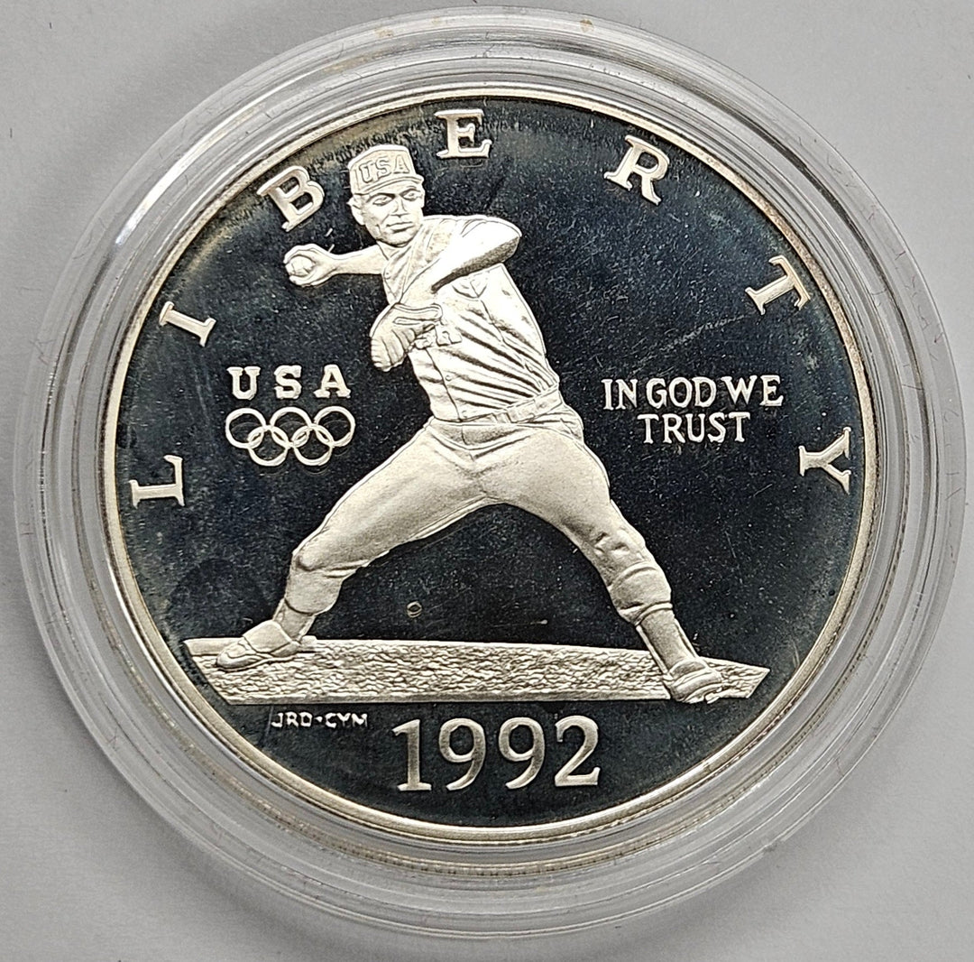 1992-S Olympic Baseball Silver Dollar Gem Brilliant Proof in