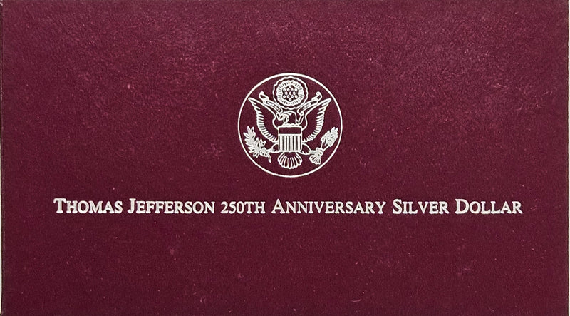 1993-P Jefferson 250th Anniversary Silver Dollar . . . . Gem BU in original U.S. Mint Box