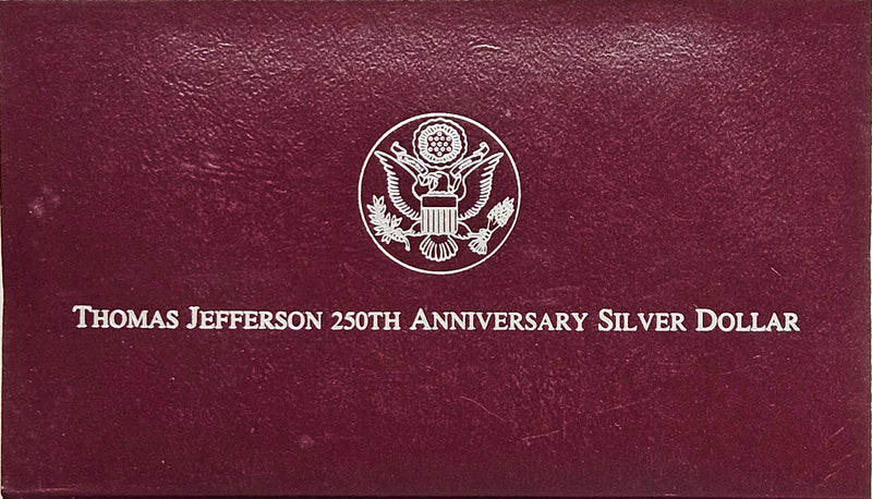 1993-S Jefferson 250th Anniversary Silver Dollar . . . . Gem Brilliant Proof in original U.S. Mint Box