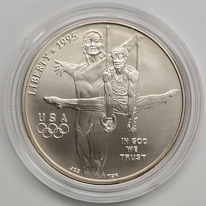 1995-D Olympic Gymnast Silver Dollar . . . . Gem BU in original U.S. Mint Capsule