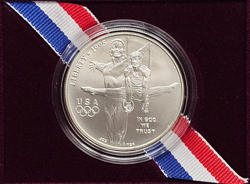 1995-D Olympic Gymnast Silver Dollar . . . . Gem BU in original U.S. Mint Box