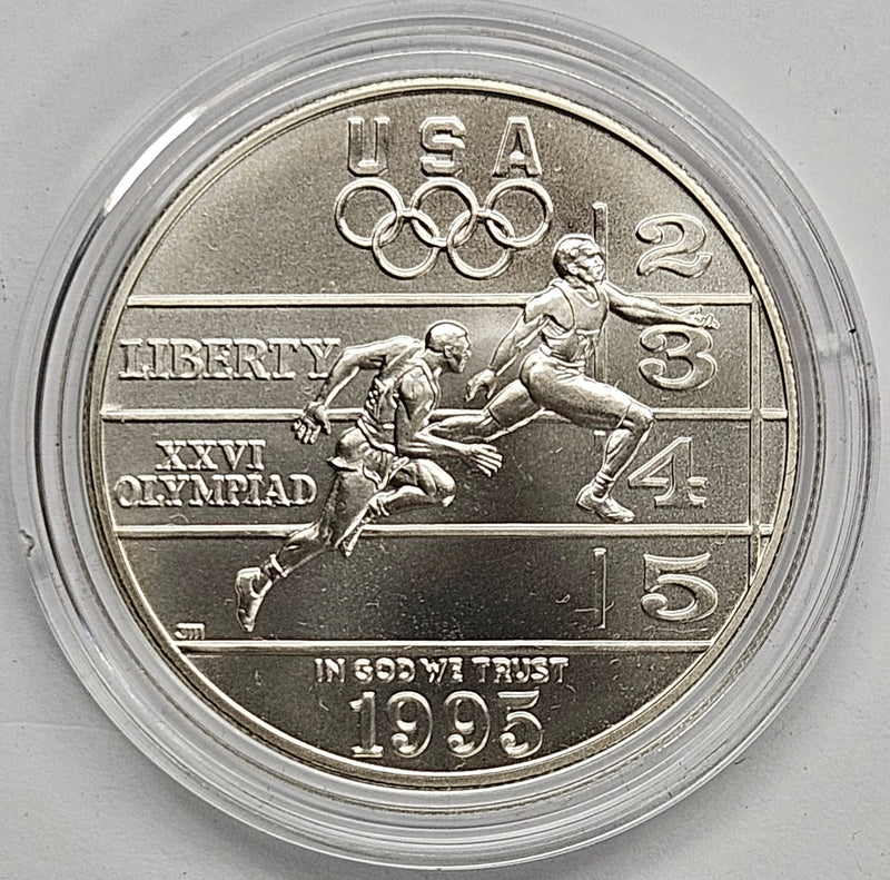 1995-D Olympic Track and Field Silver Dollar . . . . Gem BU in original U.S. Mint Capsule