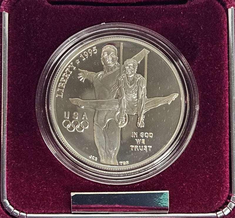 1995-P Olympic Gymnast Silver Dollar . . . . Gem Brilliant Proof in original U.S. Mint Box