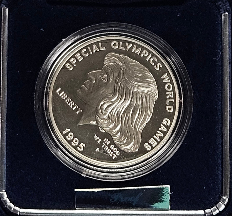 1995-P Special Olympics World Games Silver Dollar . . . . Gem Brilliant Proof in original U.S. Mint Box