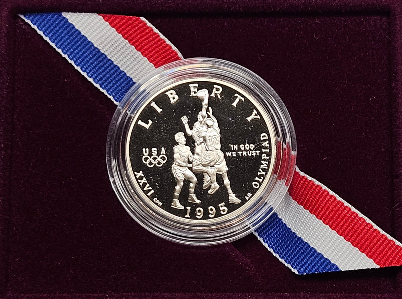 1995-S Olympic Basketball Half . . . . Gem Brilliant Proof in original U.S. Mint Box