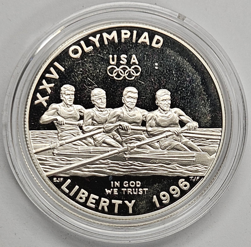 1996-P Olympic Rowing Silver Dollar . . . . Gem Brilliant Proof in original U.S. Mint Capsule