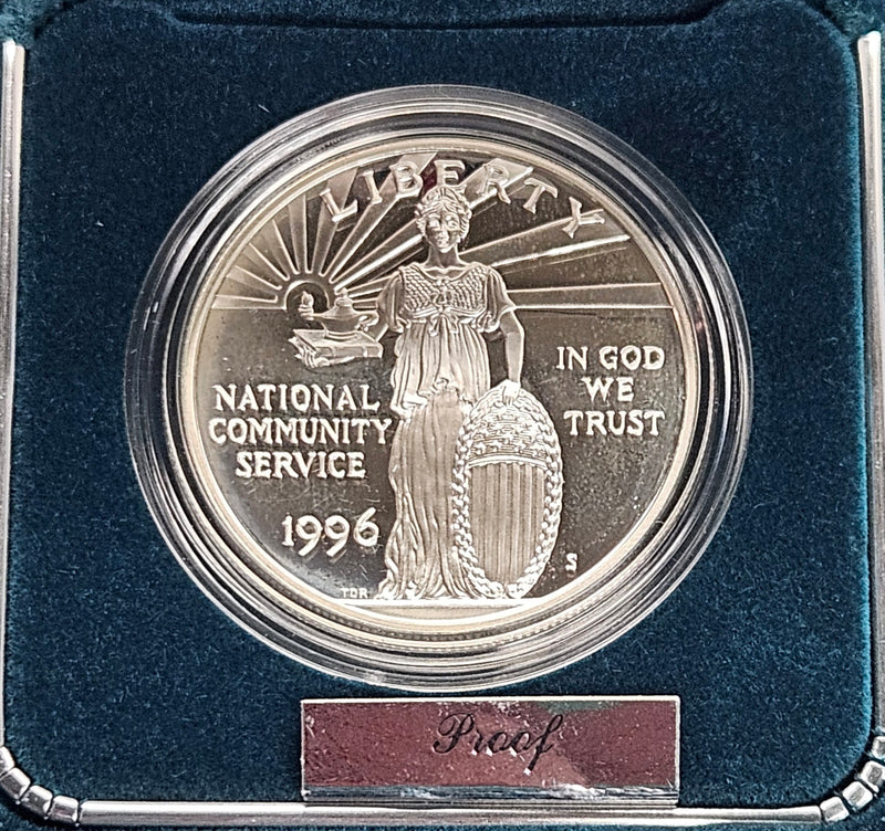 1996-S National Community Service Silver Dollar . . . . Gem Brilliant Proof in original U.S. Mint Box