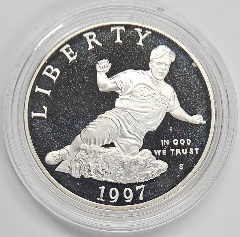 1997-S Jackie Robinson Silver Dollar . . . . Gem Brilliant Proof in original U.S. Mint Capsule