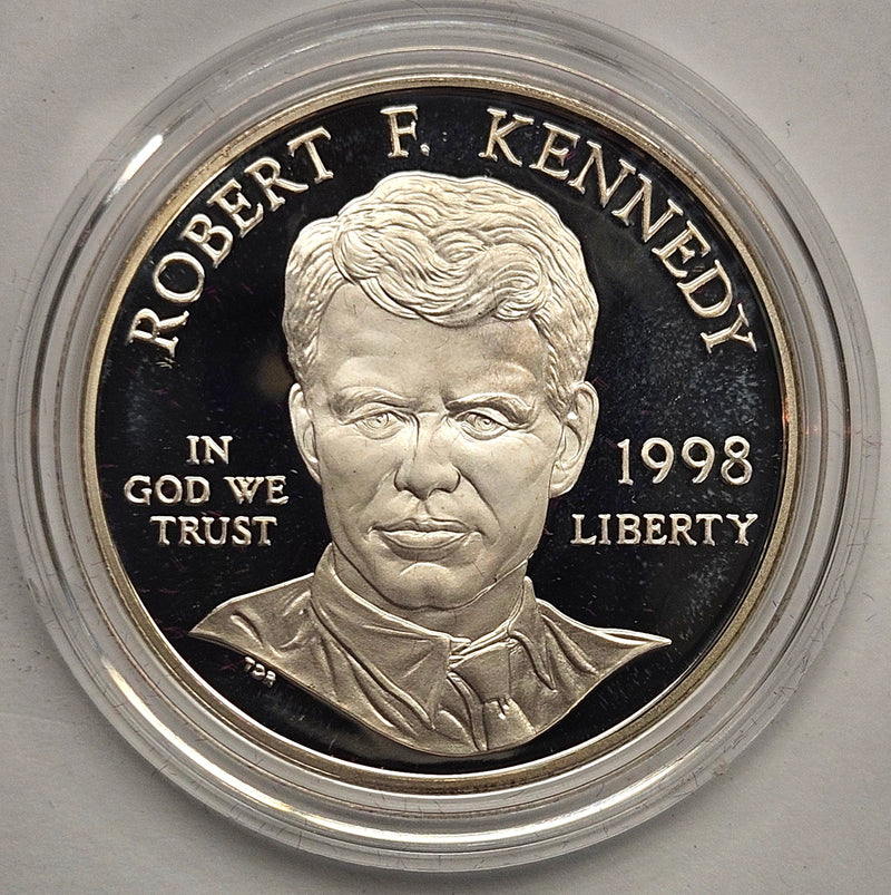 1998-S Robert F. Kennedy Silver Dollar . . . . Gem Brilliant Proof in original U.S. Mint Capsule