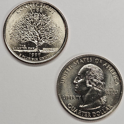 1999-P and D Pair Connecticut State Quarters Choice BU