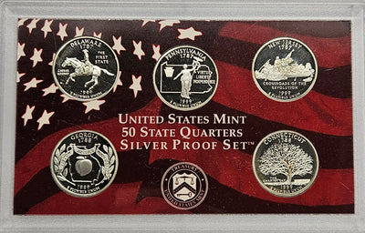 1999-S Silver State Quarter 5-coin Proof Set Superb Proof Silver