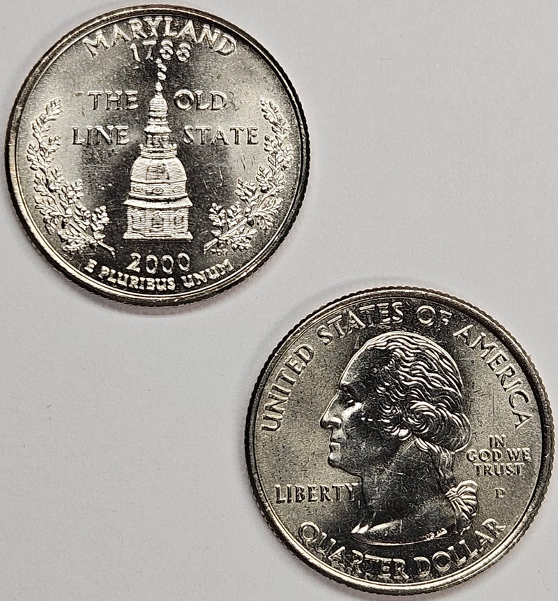 2000-P and D Pair Maryland State Quarters Choice BU