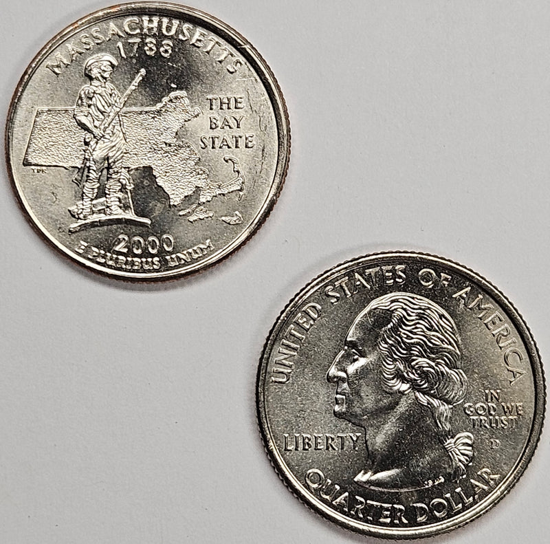 2000-P and D Pair Massachusetts State Quarters Choice BU