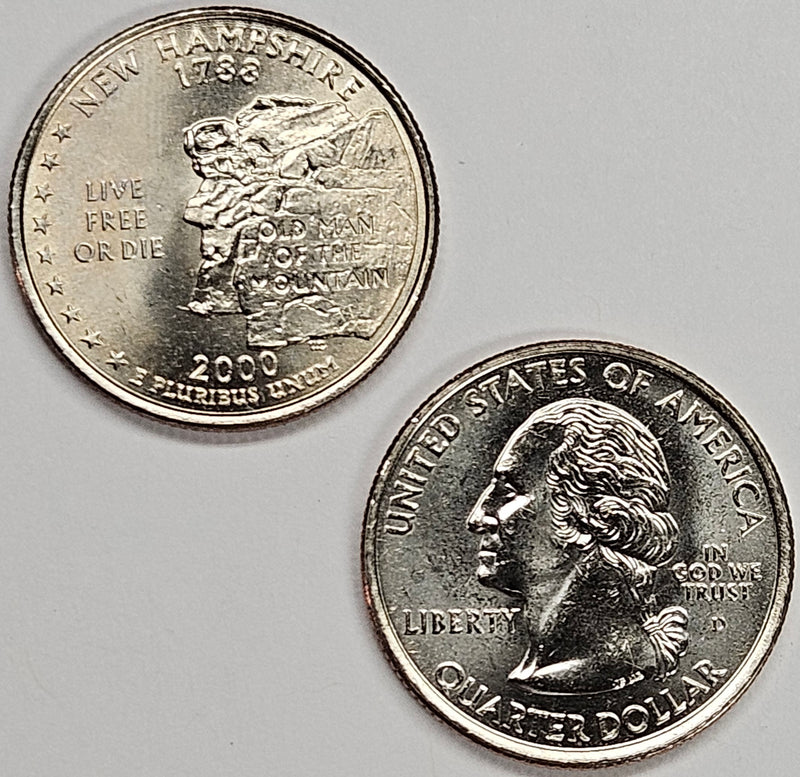 2000-P and D Pair New Hampshire State Quarters Choice BU