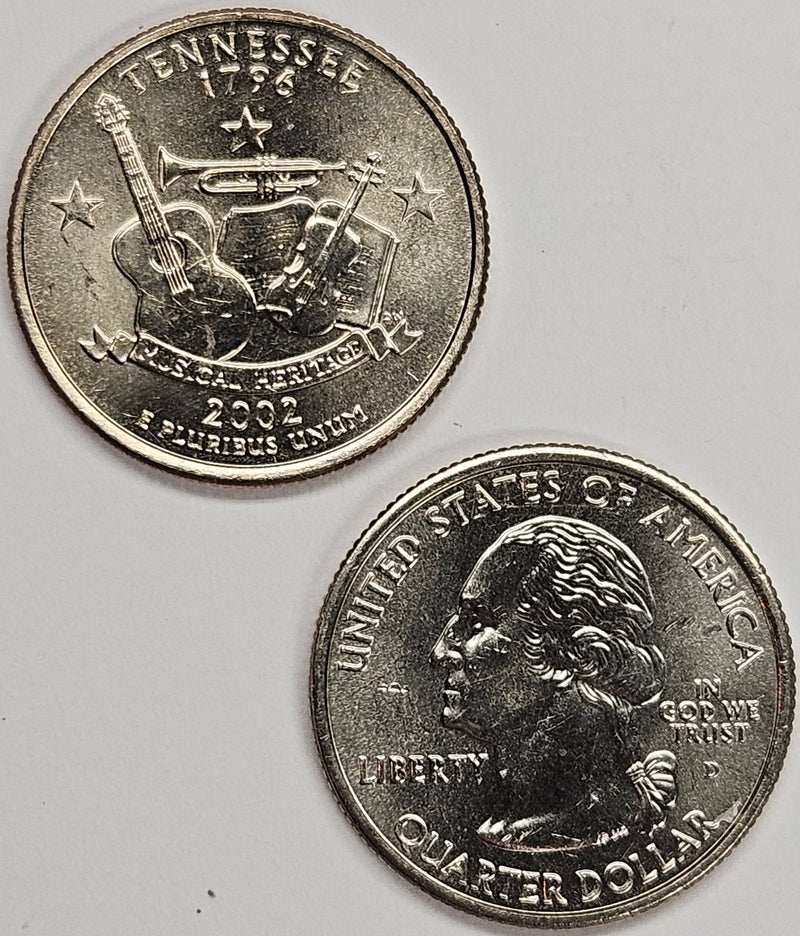 2002-P and D Pair Tennessee State Quarters Choice BU