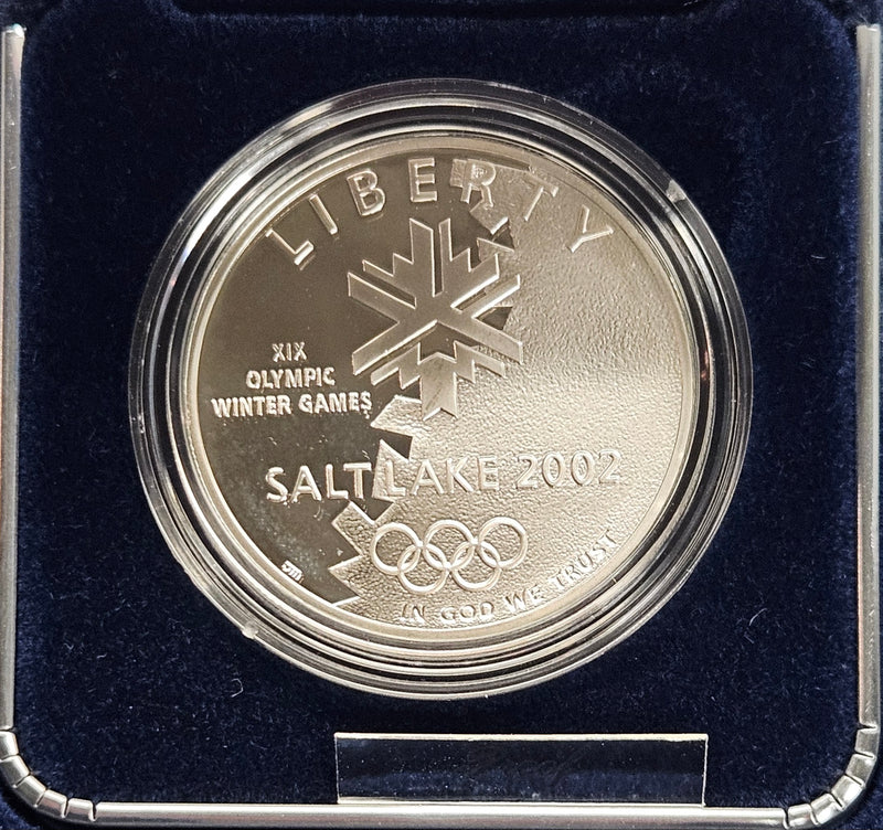 2002-P Salt Lake City Olympic Games Silver Dollar . . . . Gem Brilliant Proof in original U.S. Mint Box