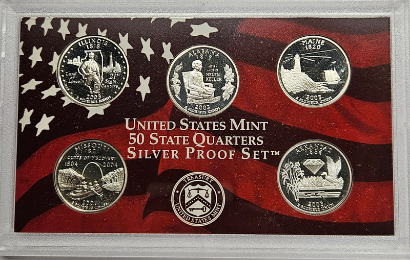 2003-S Silver State Quarter 5-coin Proof Set Superb Proof Silver