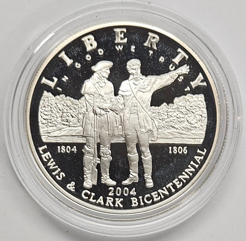 2004-P Lewis and Clark Bicentennial Silver Dollar . . . . Gem Brilliant Proof in original U.S. Mint Capsule