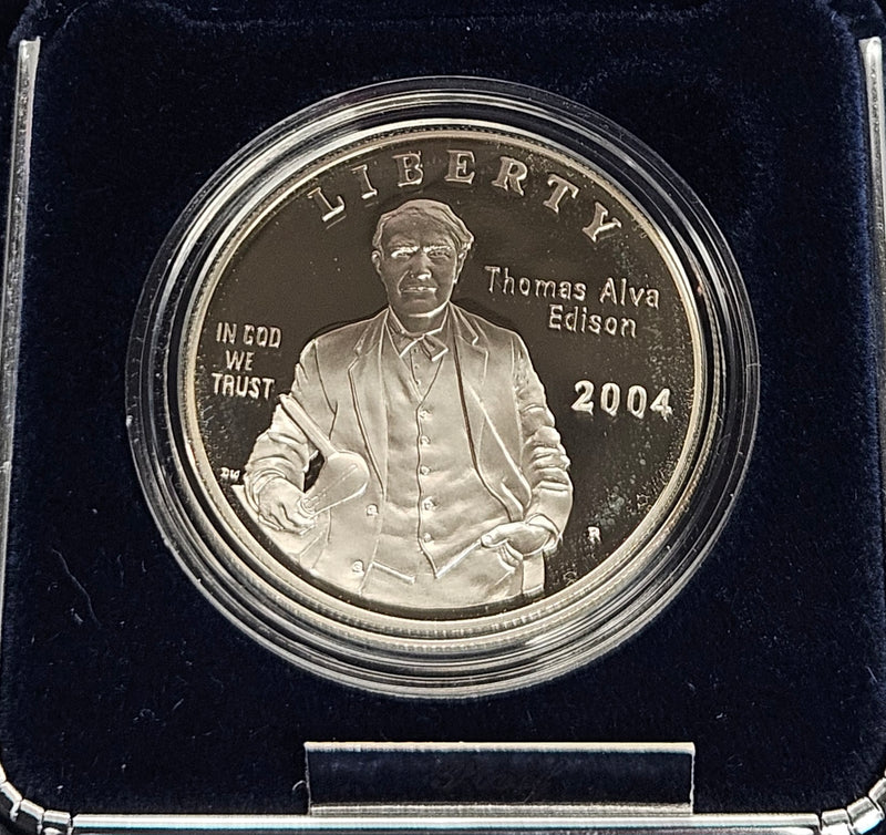 2004-P Thomas Alva Edison Silver Dollar . . . . Gem Brilliant Proof in original U.S. Mint Box