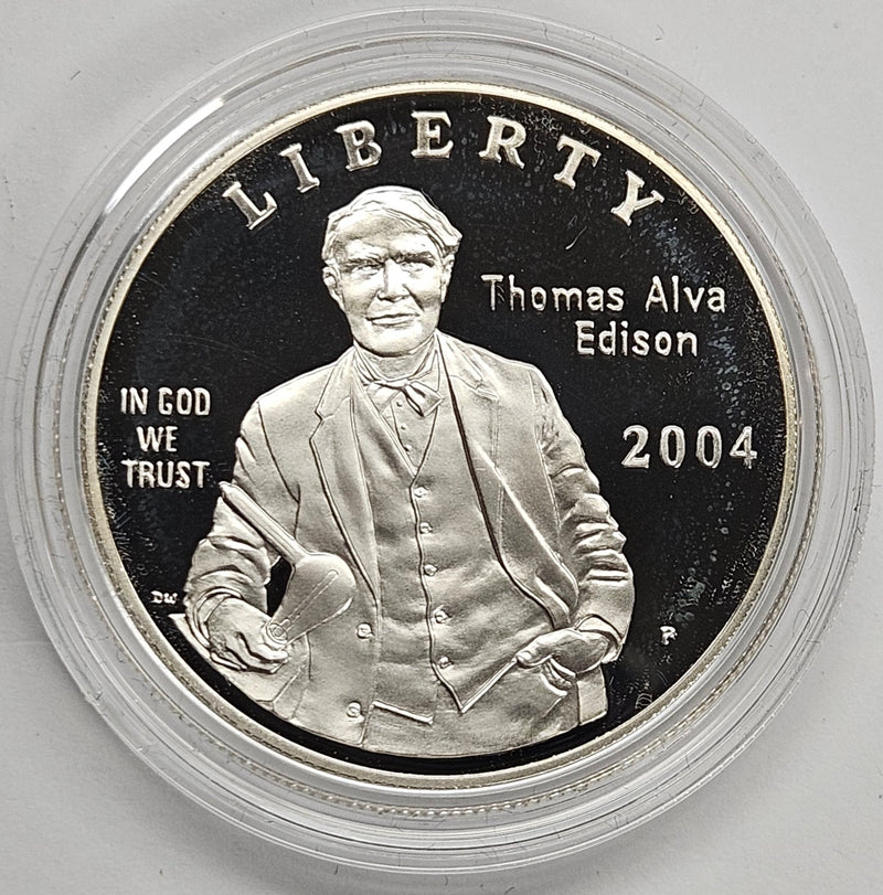 2004-P Thomas Alva Edison Silver Dollar . . . . Gem Brilliant Proof in original U.S. Mint Capsule