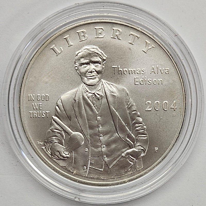 2004-P Thomas Alva Edison Silver Dollar . . . . Gem BU in original U.S. Mint Capsule