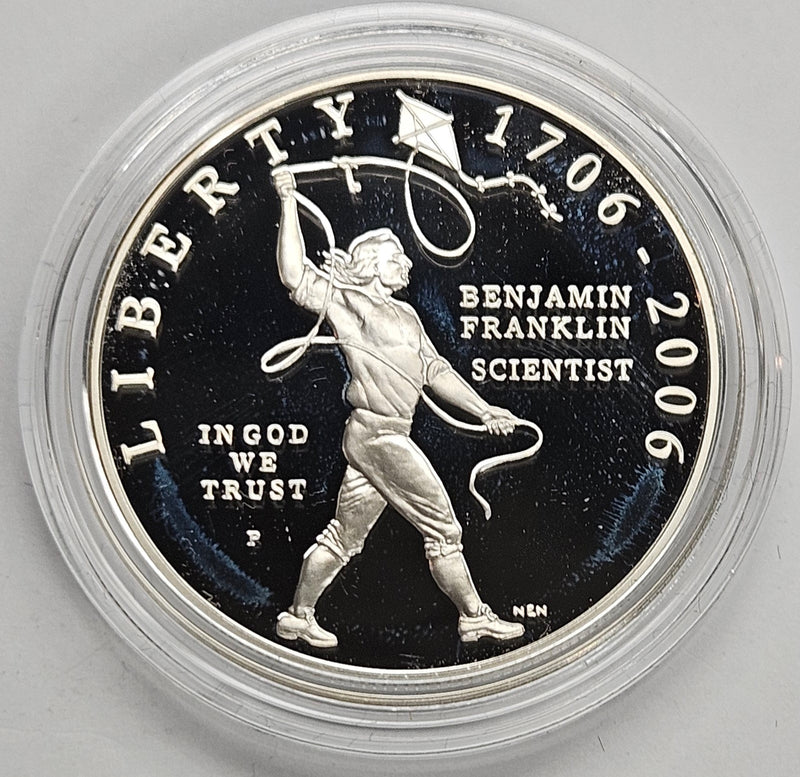 2006-P Benjamin Franklin Scientist Silver Dollar . . . . Gem Brilliant Proof in original U.S. Mint Capsule