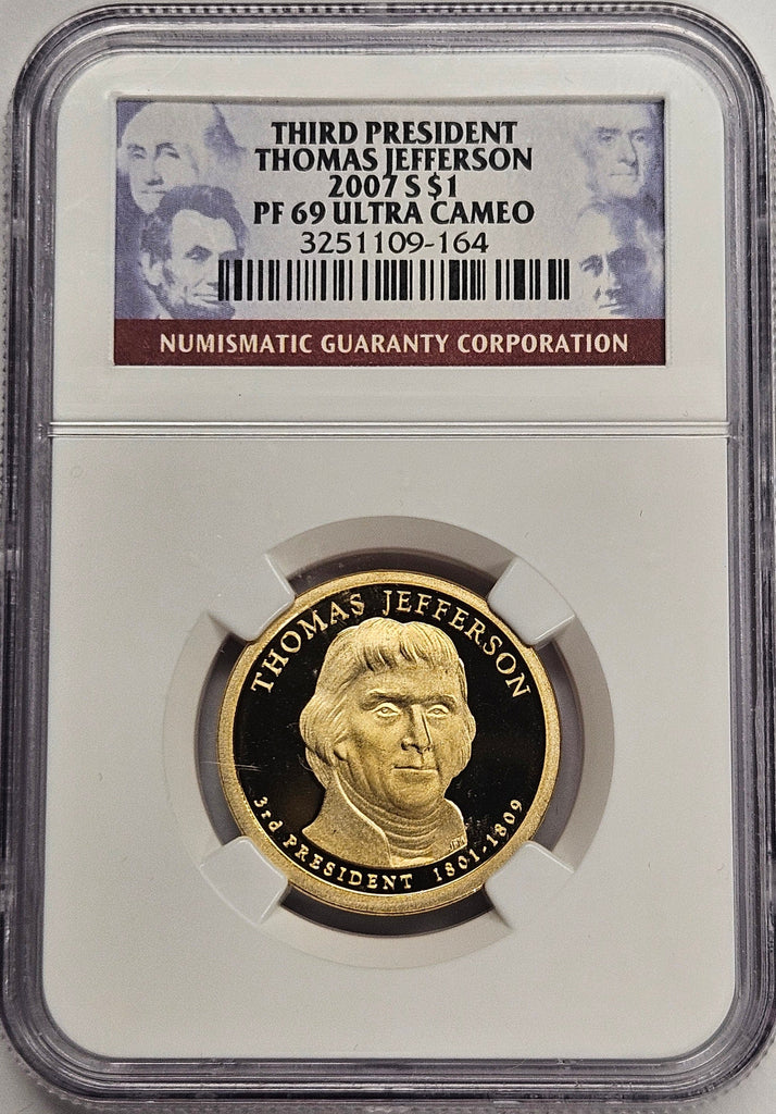 2007-S Thomas Jefferson Presidential Dollar NGC PF-69 Ultra Cameo
