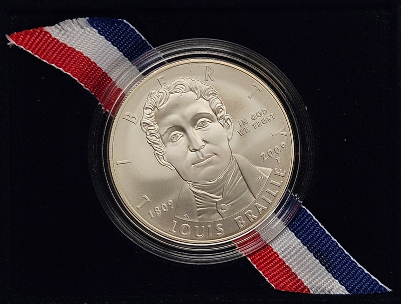 2009-P Louis Braille Bicentennial Silver Dollar . . . . Gem BU in original U.S. Mint Box