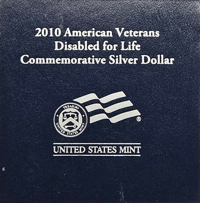 2010-W American Veterans Disabled for Life Silver Dollar . . . . Gem Brilliant Proof in original U.S. Mint Box