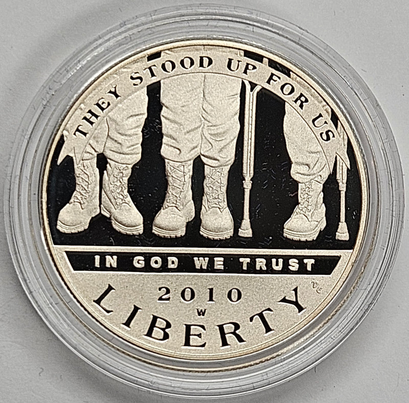 2010-W American Veterans Disabled for Life Silver Dollar . . . . Gem Brilliant Proof in original U.S. Mint Capsule