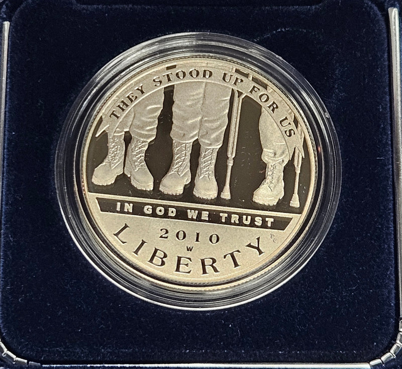 2010-W American Veterans Disabled for Life Silver Dollar . . . . Gem Brilliant Proof in original U.S. Mint Box