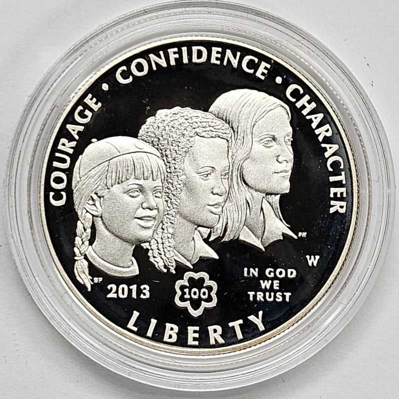 2013-W Girl Scouts Centennial Silver Dollar . . . . Gem Brilliant Proof in original U.S. Mint Capsule