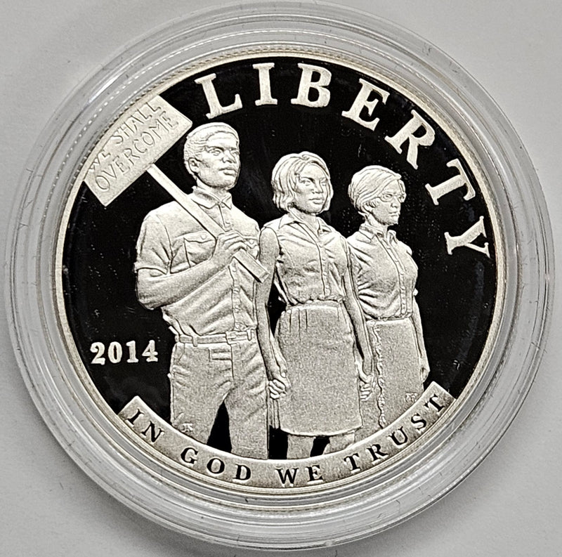 2014-P Civil Rights Act of 1964 Silver Dollar . . . . Gem Brilliant Proof in original U.S. Mint Capsule