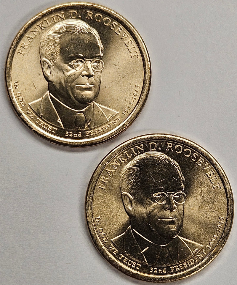 2014-P and D Pair Roosevelt - Franklin - Presidential Dollars . . . . Choice Brilliant Uncirculated