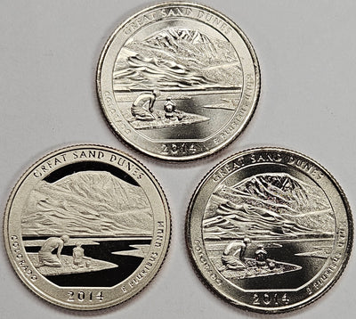 2014-PDS Great Sand Dunes Park Quarters 3-coin set Choice BU P D and S Gem Proof