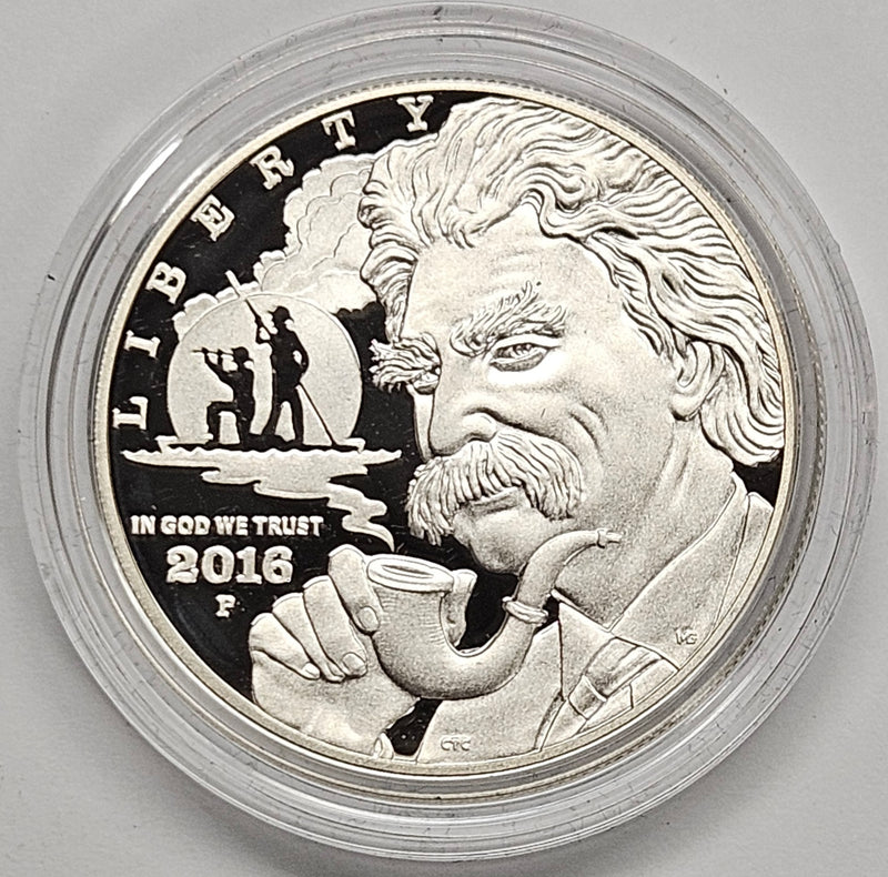 2016-P Mark Twain Silver Dollar . . . . Gem Brilliant Proof in original U.S. Mint Capsule