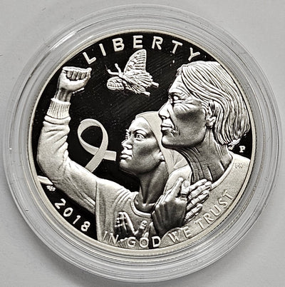 2018-P Breast Cancer Awareness Silver Dollar . . . . Gem Brilliant Proof in original U.S. Mint Box